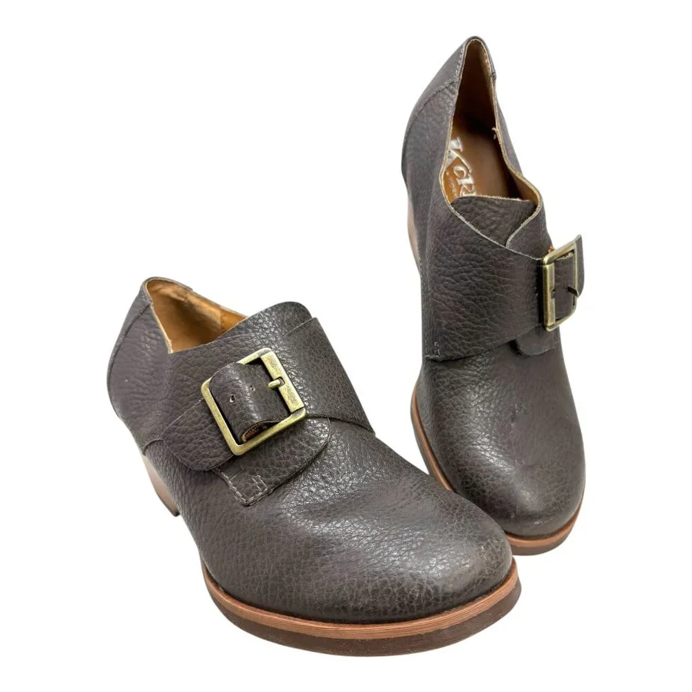 KORKS by Kork-Ease Gray Leather‎ Monk Strap Booties